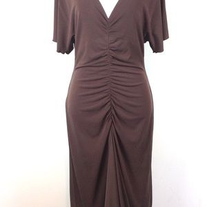 Moda International- Rich Brown Dress V-neck Dress…